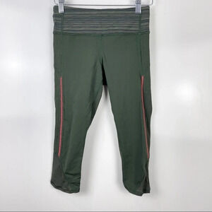 Lululemon Green Vent It Out Cropped Leggings Running Tights